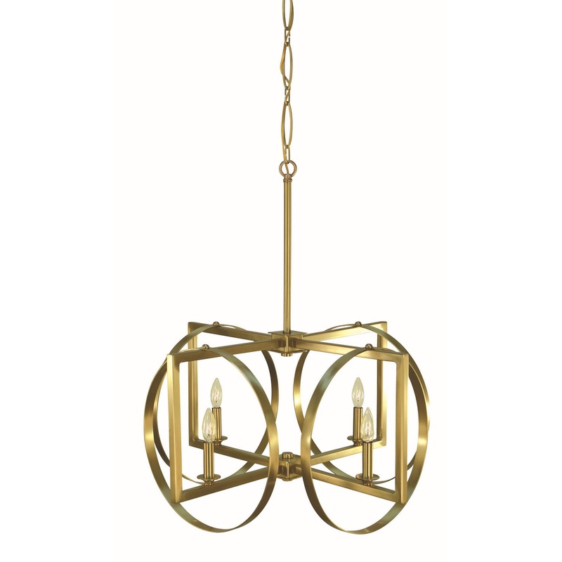 Framburg 5862 BR Olivia Four Light Chandelier, Brushed Brass