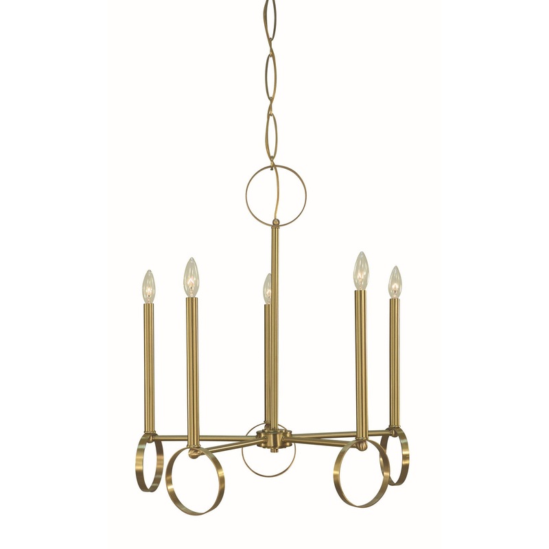 Framburg 5865 BR Olivia Five Light Chandelier, Brushed Brass