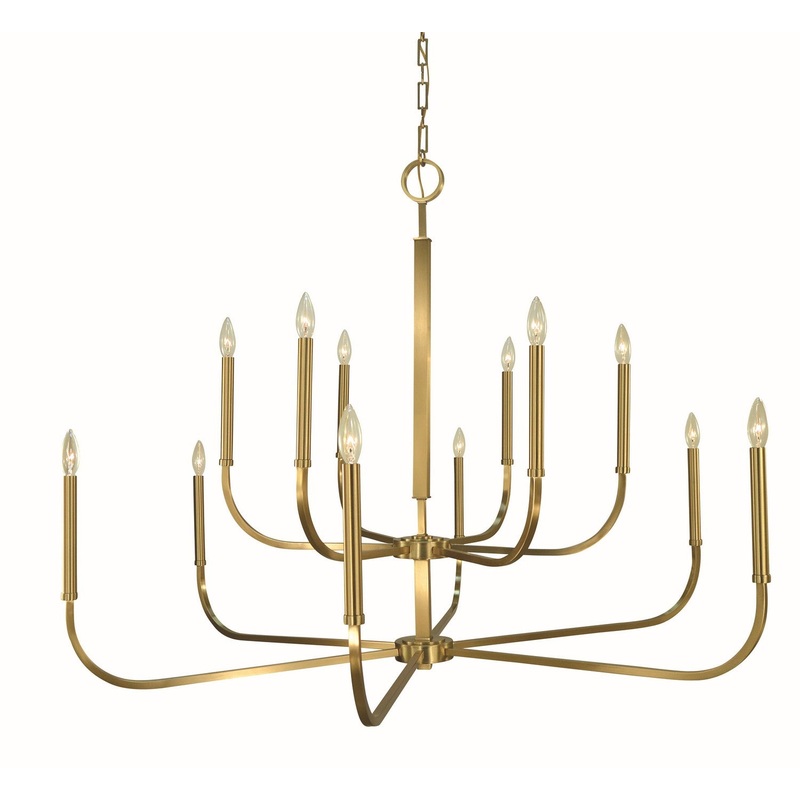 Framburg 5872 BR Manhattan 12 Light Dining Chandelier, Brushed Brass