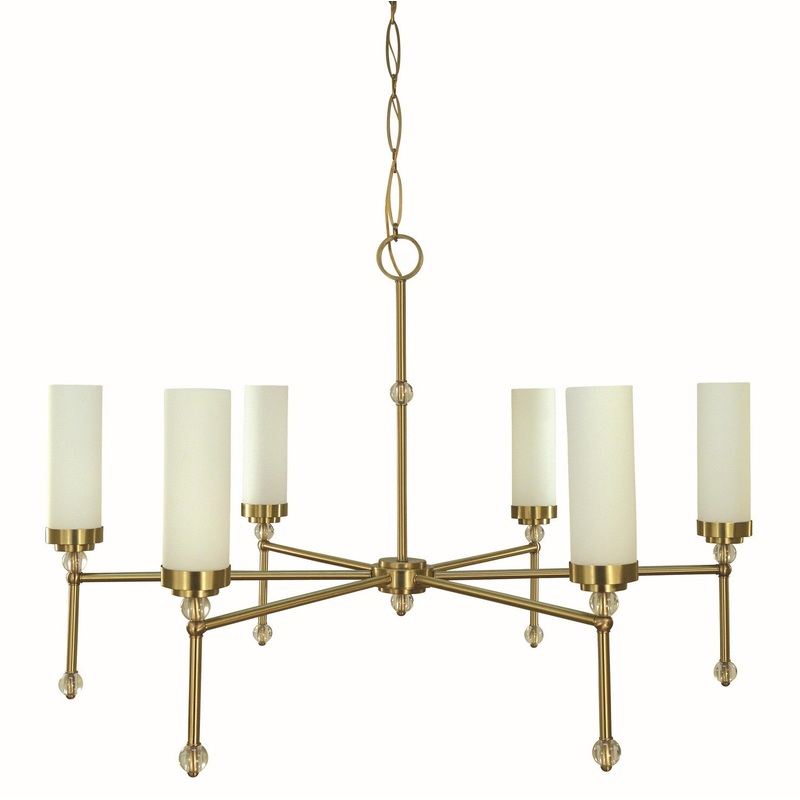 Framburg 5880 BR Emily Six Light Chandelier, Brushed Brass