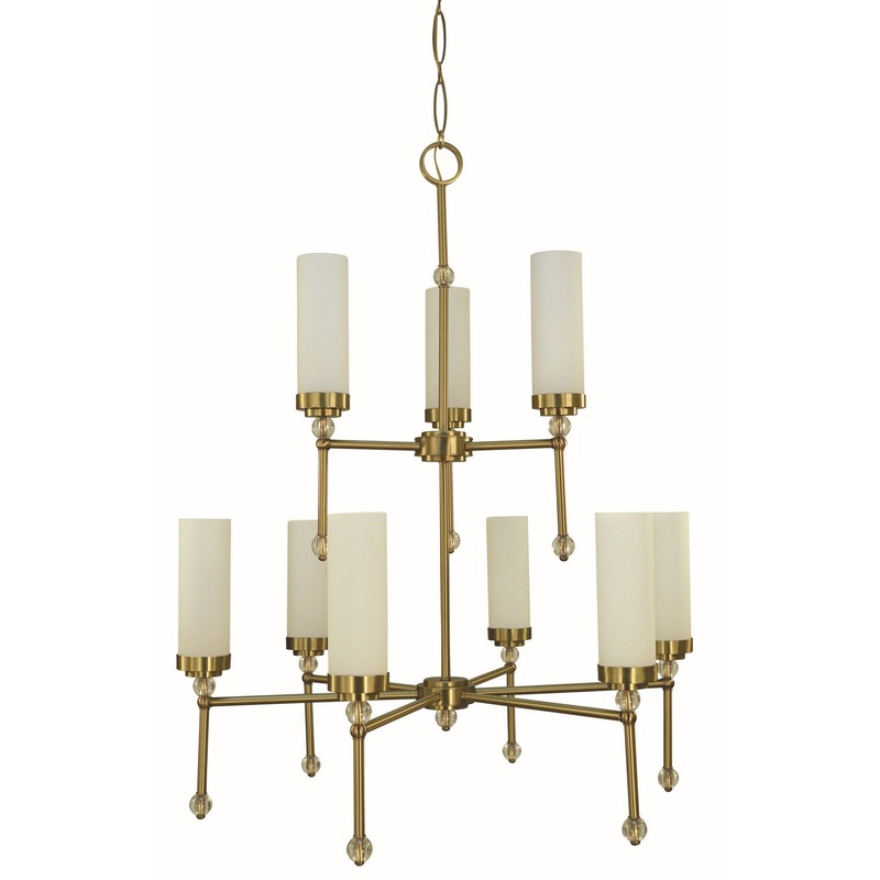 Framburg 5889 BR Emily Nine Light Foyer Chandelier, Brushed Brass