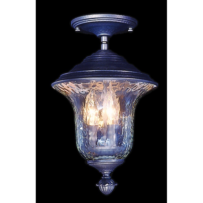 Framburg 8321 IRON Carcassonne Three Light Exterior Ceiling Mount, Iron