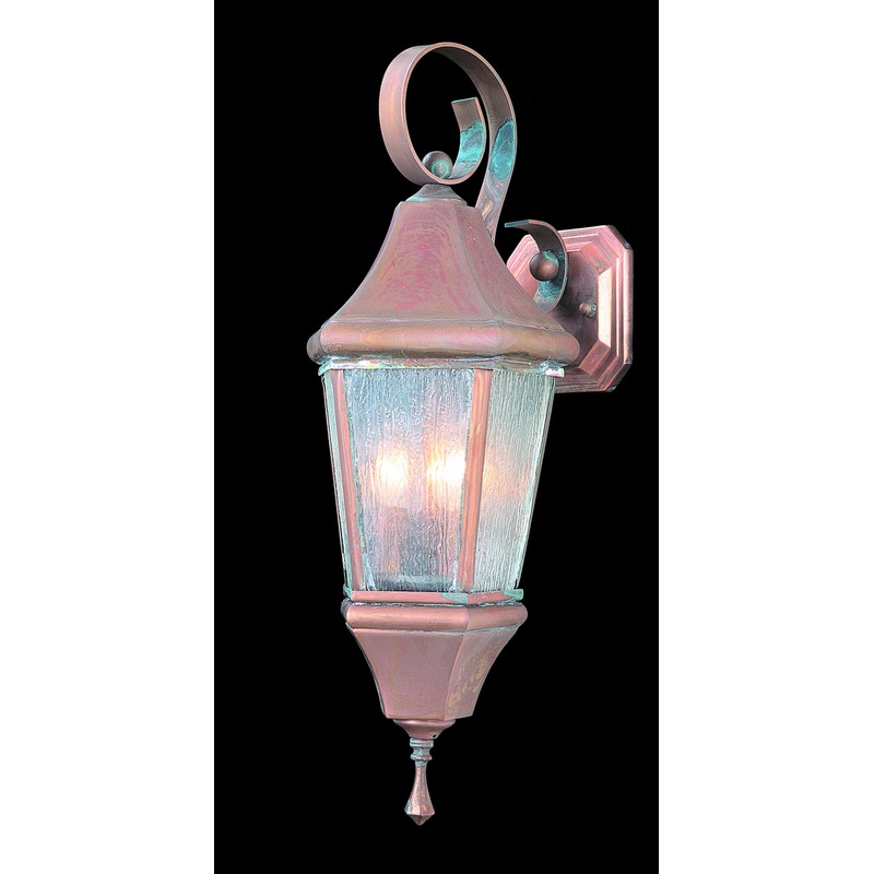 Framburg 8740 RC/R Normandy Three Light Exterior Wall Mount, Raw Copper with Rain Glass