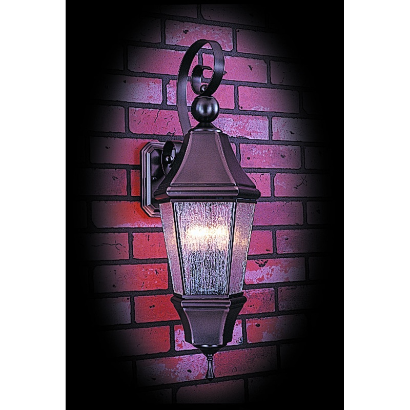 Framburg 8742 SBR/R Normandy Three Light Exterior Wall Mount, Siena Bronze with Rain Glass