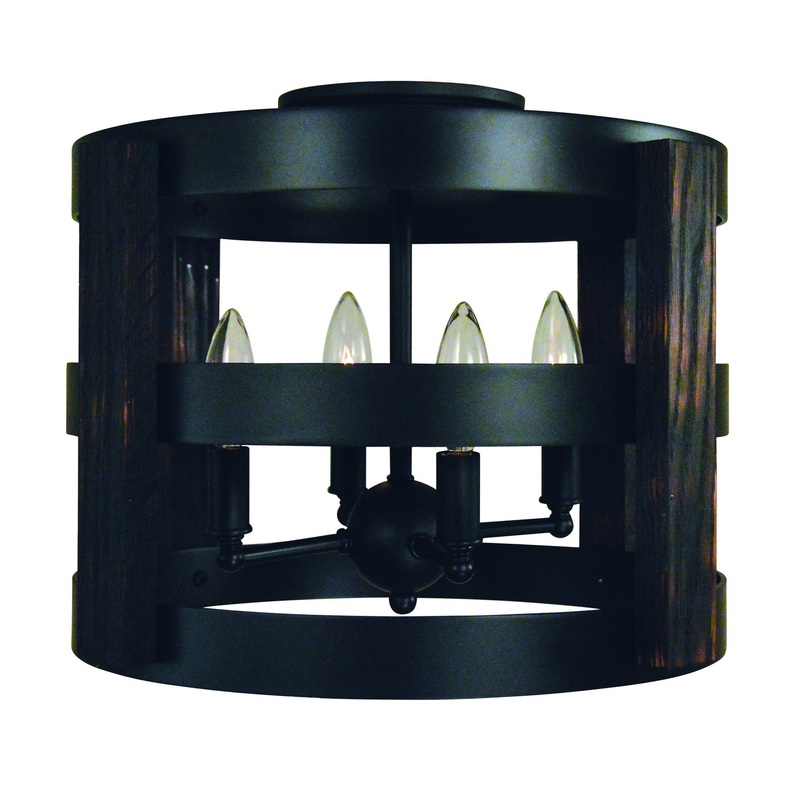 Framburg L1001 MBLACK Homestead Four Light Semi-Flush Mount, Matte Black