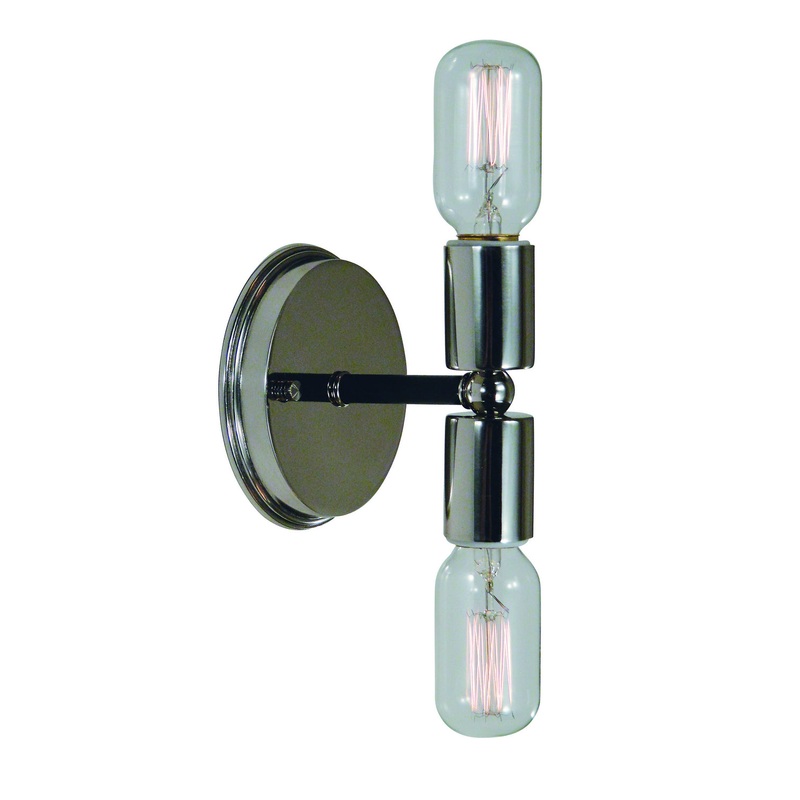 Framburg L1012 PN/MBLACK Gyrate Two Light Wall Sconce, Polished Nickel with Matte Black Accents