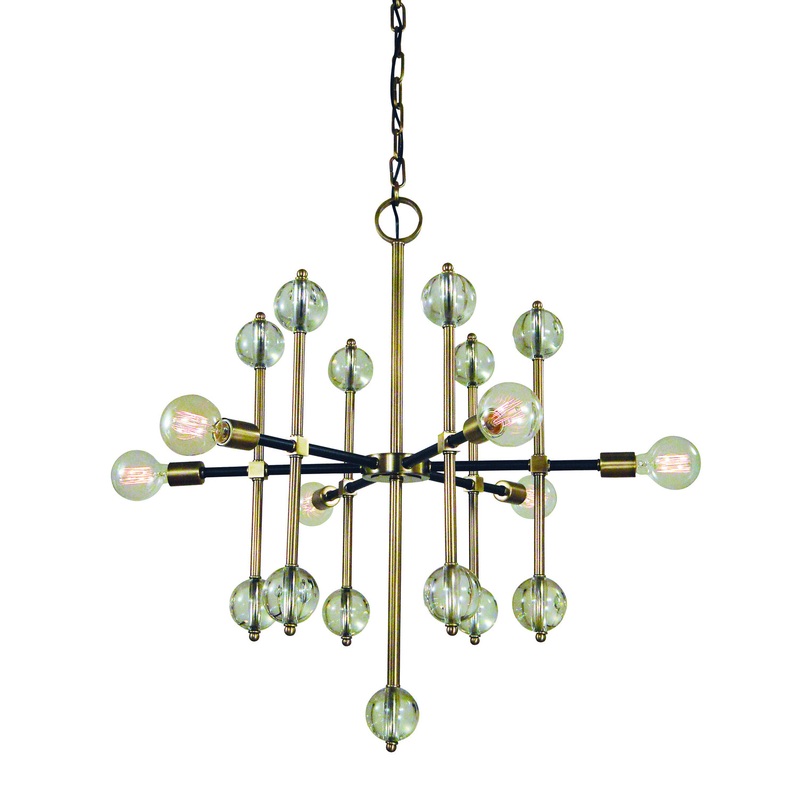 Framburg L1048 AB/MBLACK Gamma Six Light Chandelier, Antique Brass with Matte Black Accents