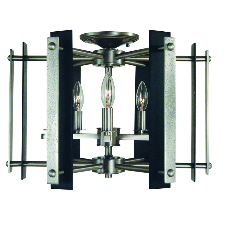 Framburg L1063 BN/MBLACK Bucolic Five Light Semi-Flush Mount, Brushed Nickel with Matte Black Accents
