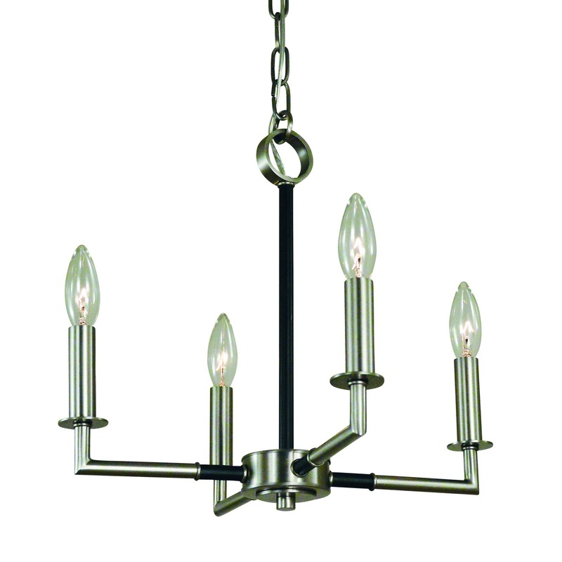 Framburg L1084 BN/MBLACK Schiller Four Light Chandelier, Brushed Nickel with Matte Black Accents