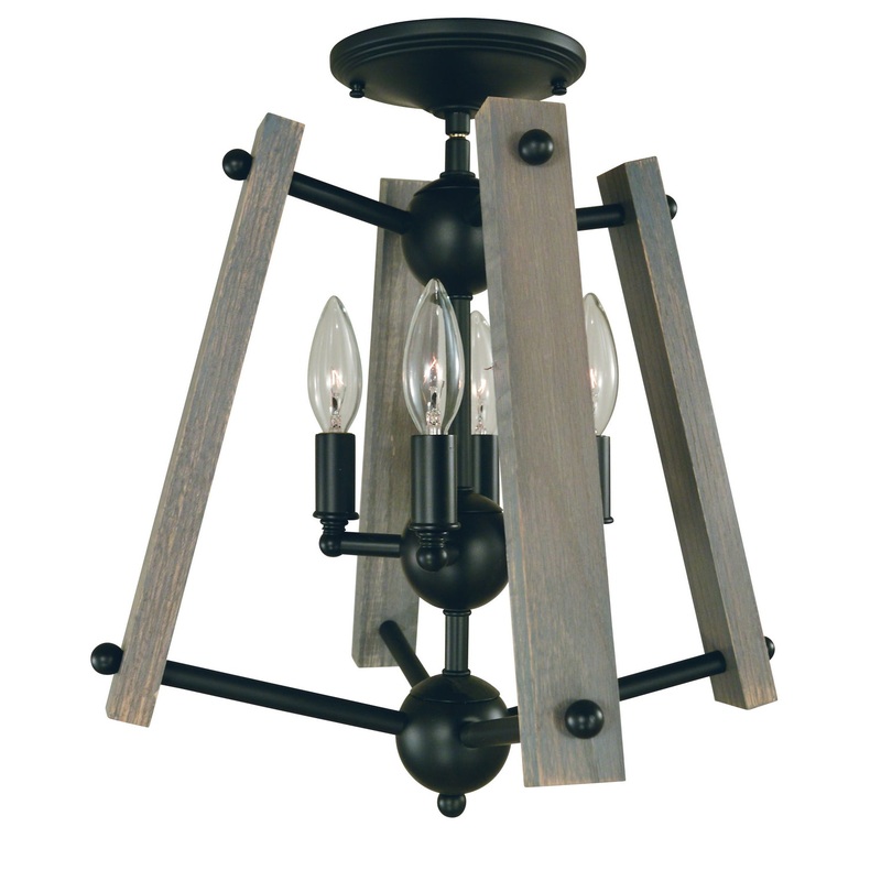Framburg L1136 MBLACK Meredith Four Light Dual Mount, Matte Black