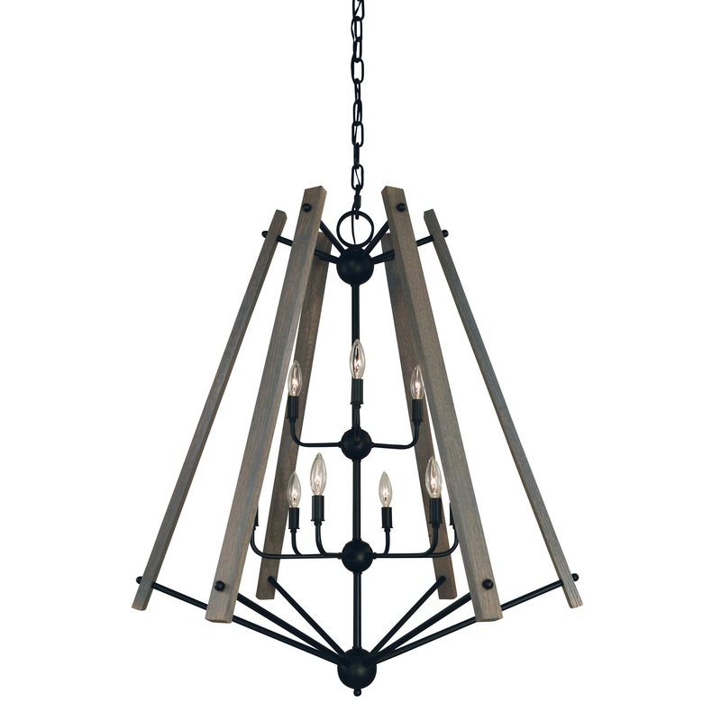 Framburg L1139 MBLACK Meredith Nine Light Foyer Chandelier, Matte Black