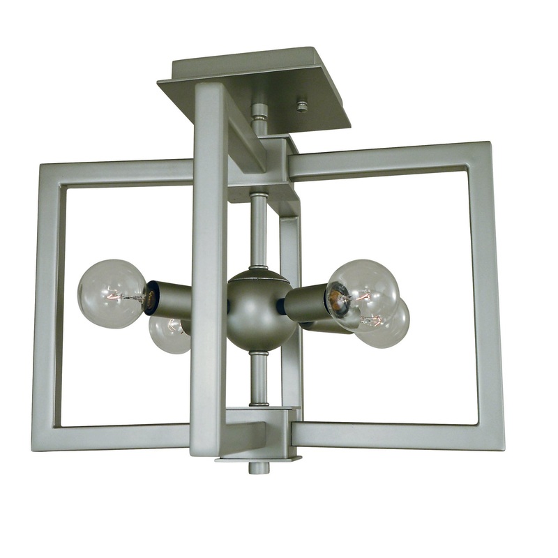 Framburg L1140 SP/MBLACK Pyxis Four Light Dual Mount, Satin Pewter/Matte Black