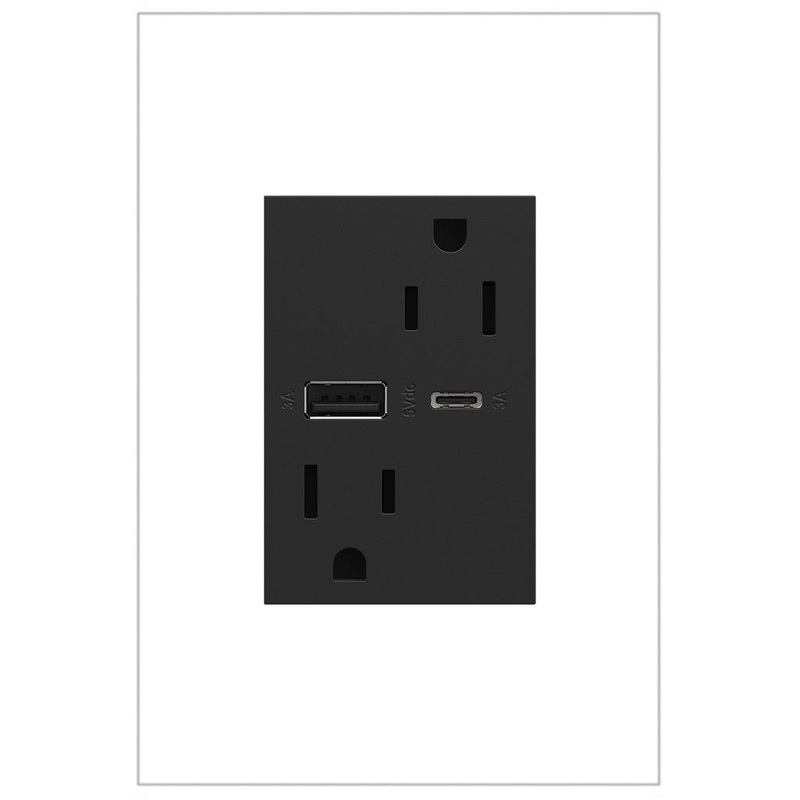 adorne ARTRUSB156ACG4 15A Tamper-Resistant Ultra-Fast USB Type-A/C Outlet, Graphite