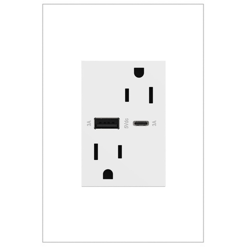 adorne ARTRUSB156ACW4 15A Tamper-Resistant Ultra-Fast USB Type-A/C Outlet, White