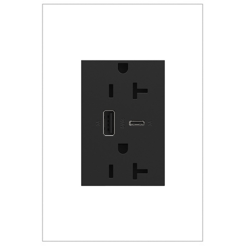 adorne ARTRUSB206ACG4 20A Tamper-Resistant Ultra-Fast USB Type-A/C Outlet, Graphite
