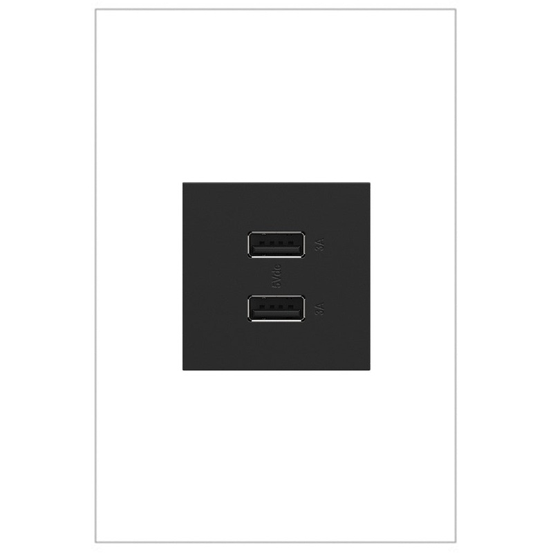 adorne ARUSB2AA6G4 Ultra-Fast USB Type-A/A Outlet Module, Graphite
