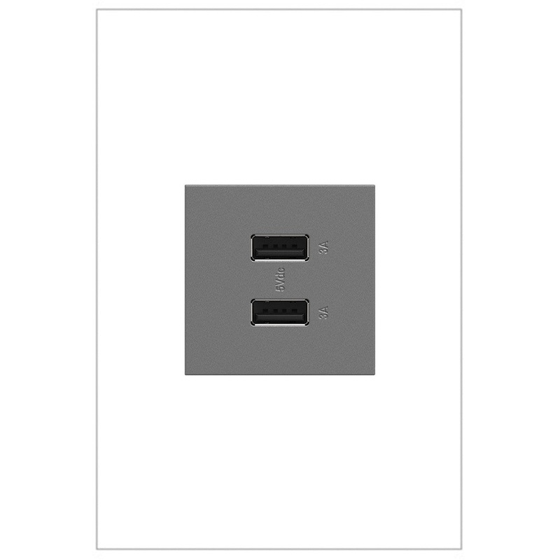 adorne ARUSB2AA6M4 Ultra-Fast USB Type-A/A Outlet Module, Magnesium