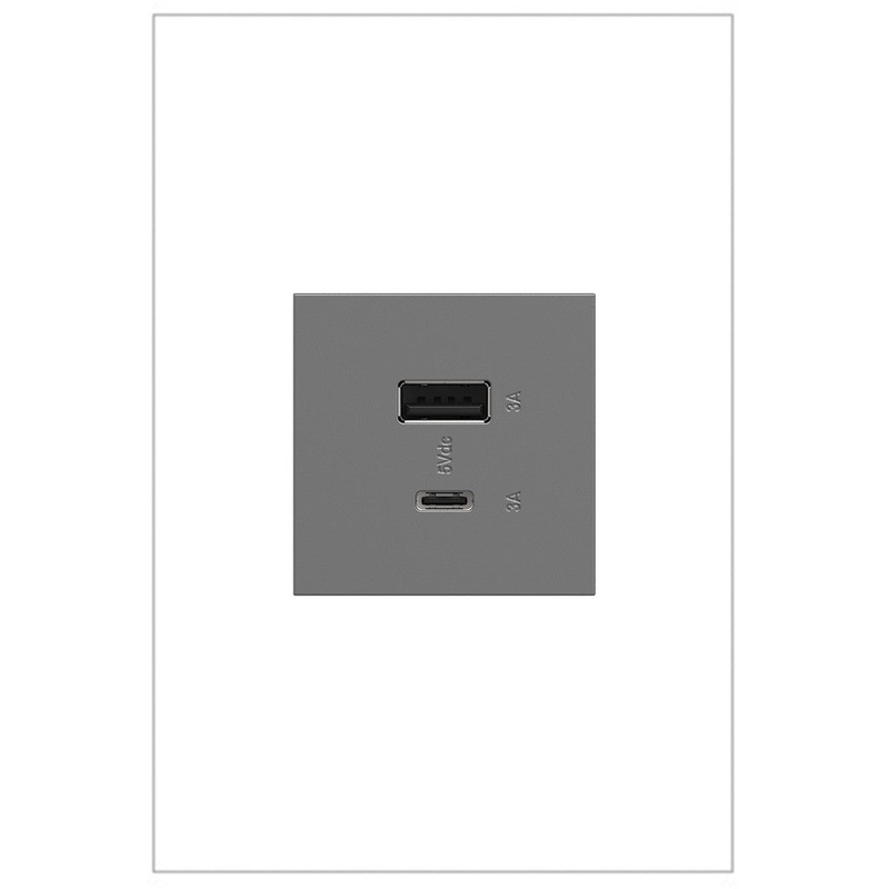 adorne ARUSB2AC6M4 Ultra-Fast USB Type-A/C Outlet Module, Magnesium