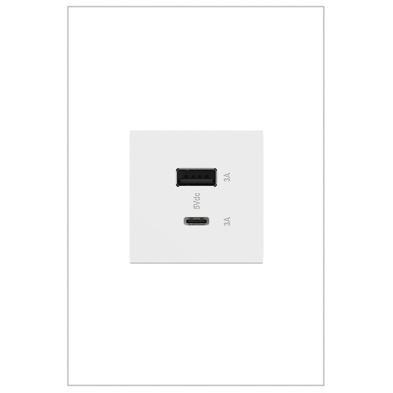 adorne ARUSB2AC6W4 Ultra-Fast USB Type-A/C Outlet Module, White