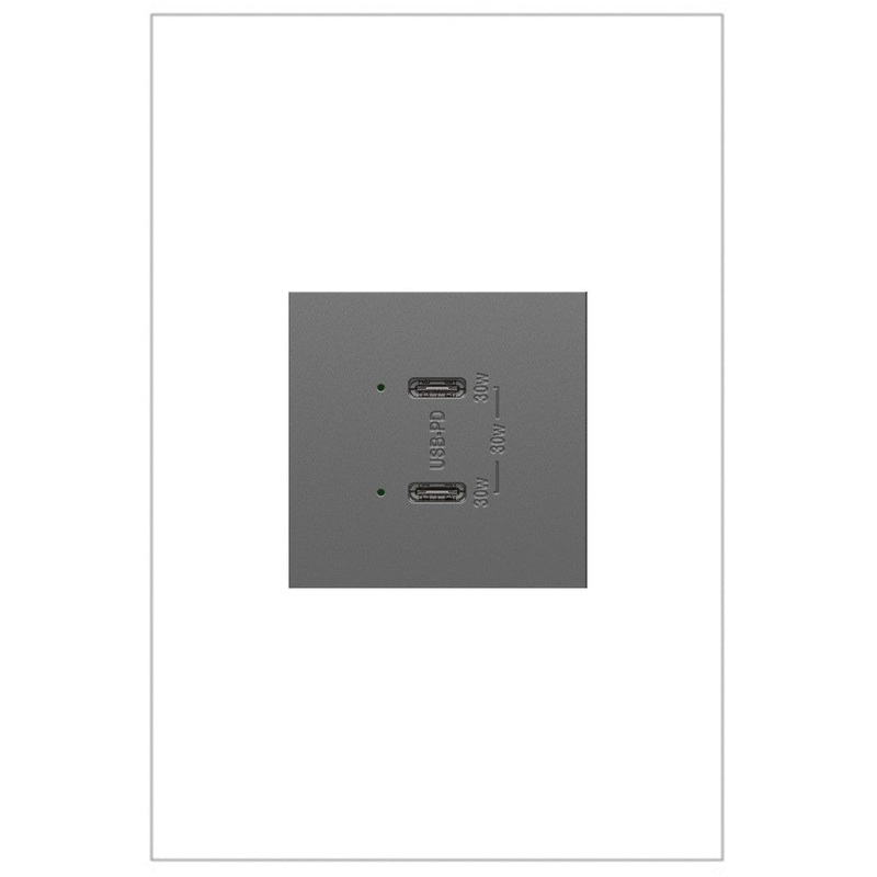 adorne ARUSB30PDM4 Ultra-Fast Plus Power Delivery USB Type-C/C Outlet Module, Magnesium