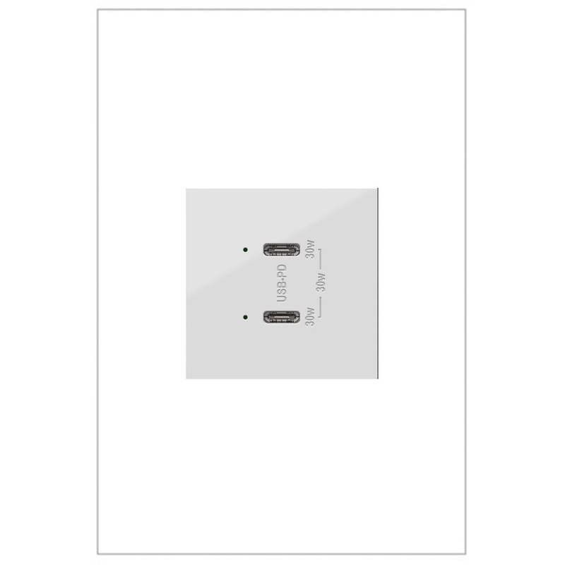adorne ARUSB30PDW4 Ultra-Fast Plus Power Delivery USB Type-C/C Outlet Module, White