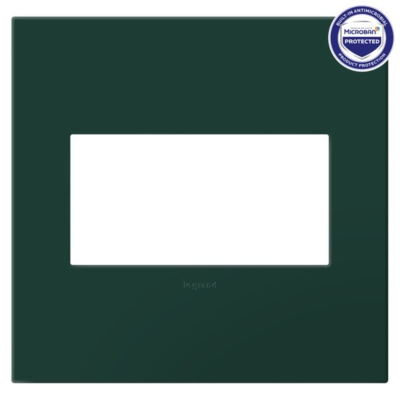 adorne AWP2GEG Evergreen Two-Gang Screwless Wall Plate with Microban