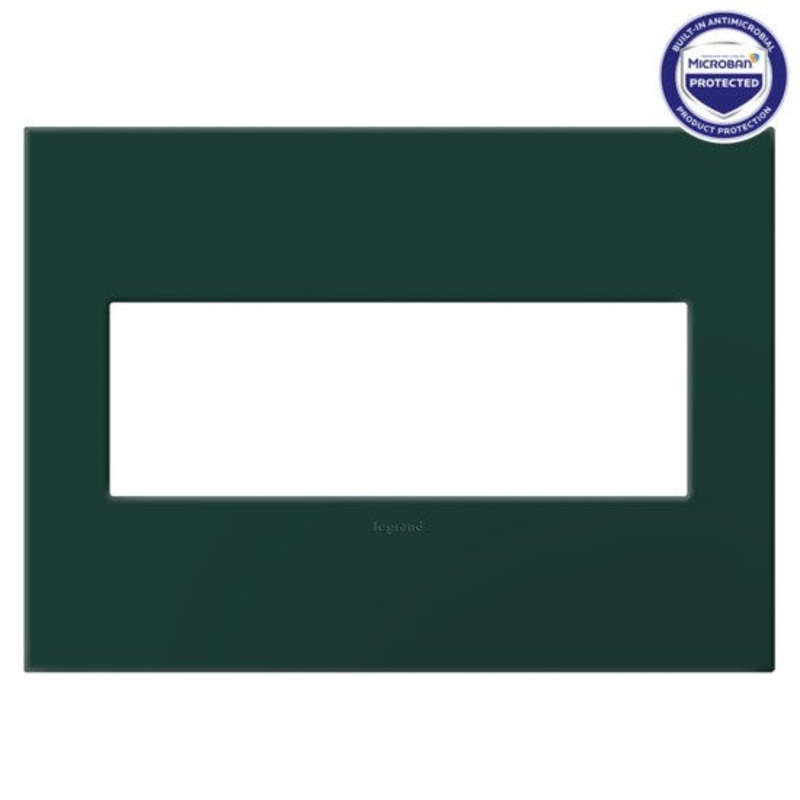 adorne AWP3GEG Evergreen Three-Gang Screwless Wall Plate with Microban