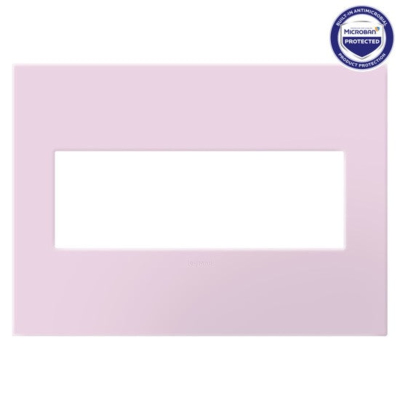 adorne AWP3GRA Rosa Three-Gang Screwless Wall Plate with Microban