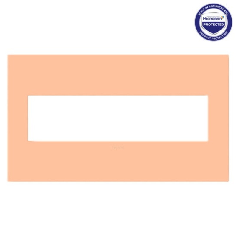 adorne AWP4GPY Peachy Four-Gang Screwless Wall Plate with Microban