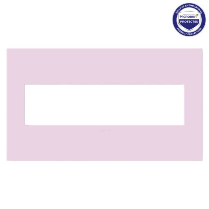 adorne AWP4GRA Rosa Four-Gang Screwless Wall Plate with Microban