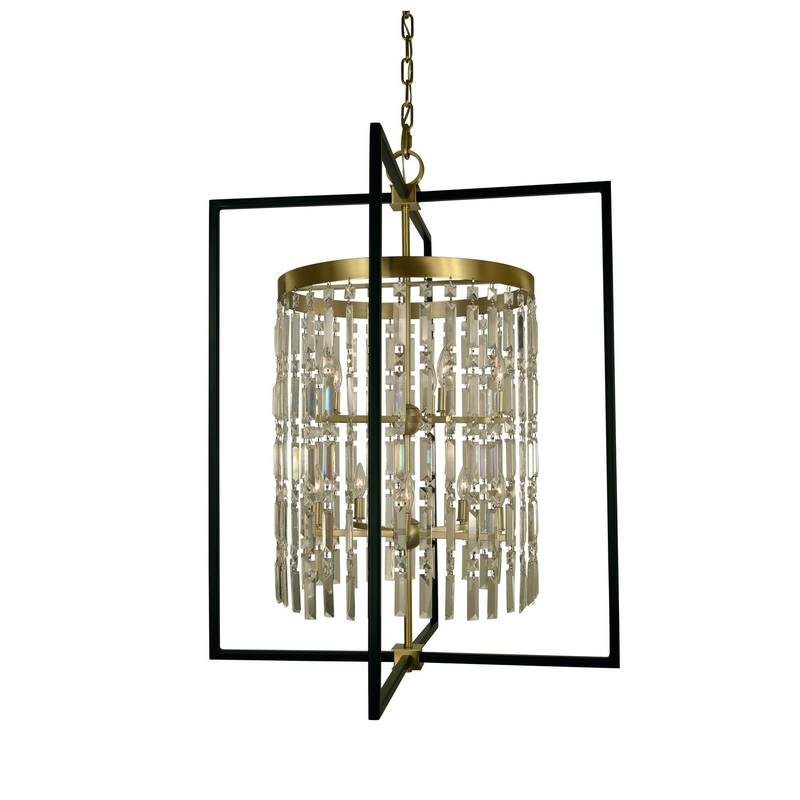 Framburg 5338 BR/MBLACK Hannah Ten Light Foyer Chandelier, Brushed Brass with Matte Black