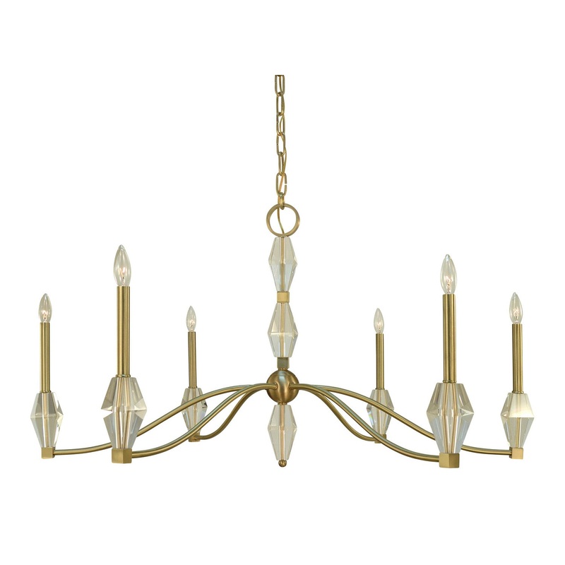 Framburg 5660 BR Vivian Six Light Chandelier, Brushed Brass