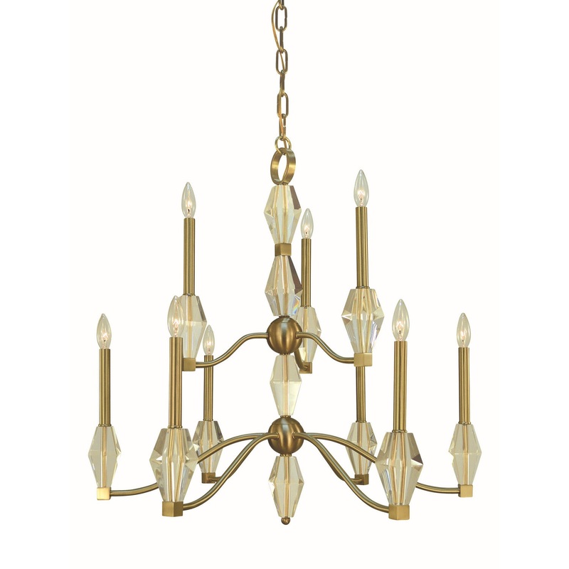 Framburg 5669 BR Vivian Nine Light Chandelier, Brushed Brass
