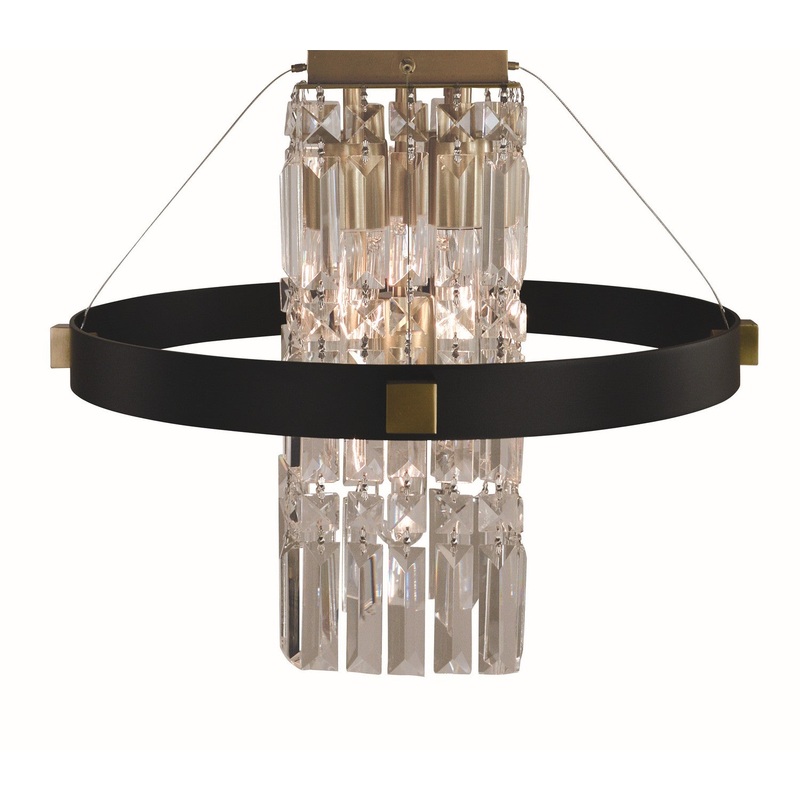 Framburg 5732 BR/MBLACK Iris Five Light Flush Mount, Brush Brass Matte Black