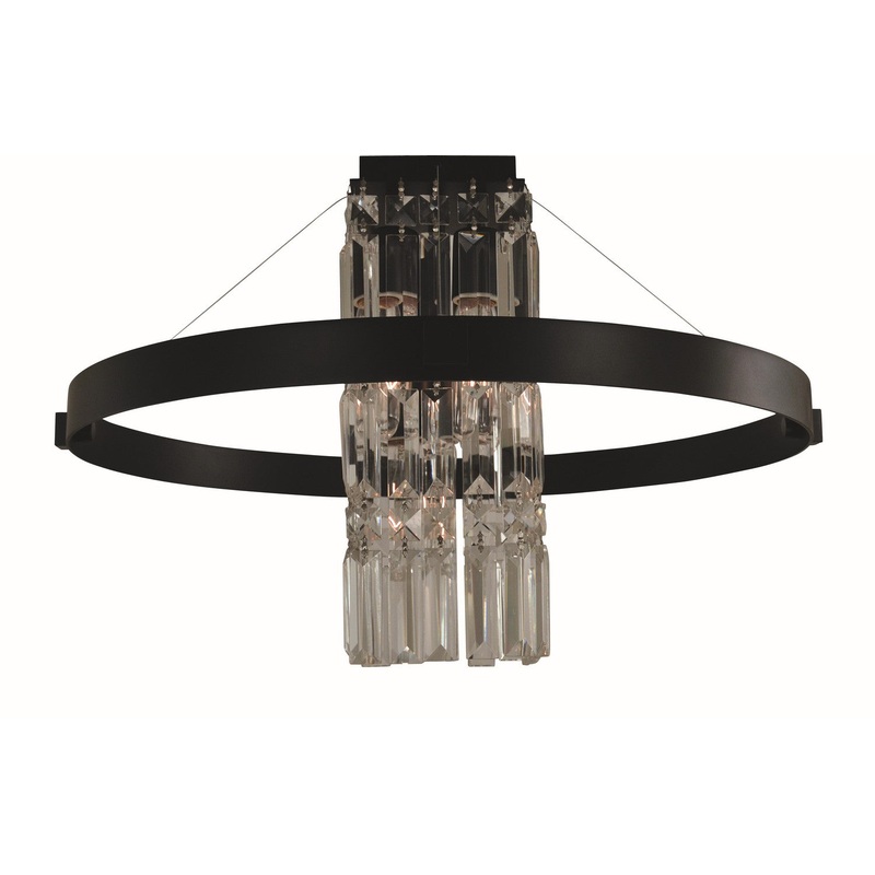 Framburg 5734 MBLACK Iris Five Light Flush Mount, Matte Black