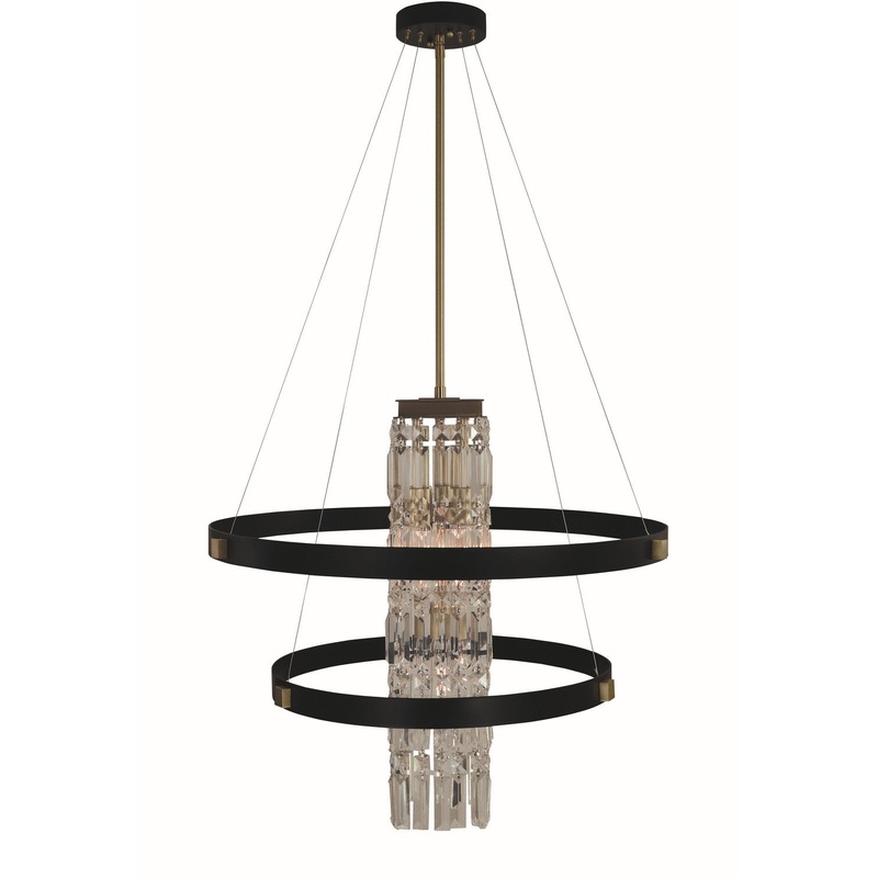 Framburg 5735 BR/MBLACK Iris Five Light Chandelier, Brush Brass Matte Black