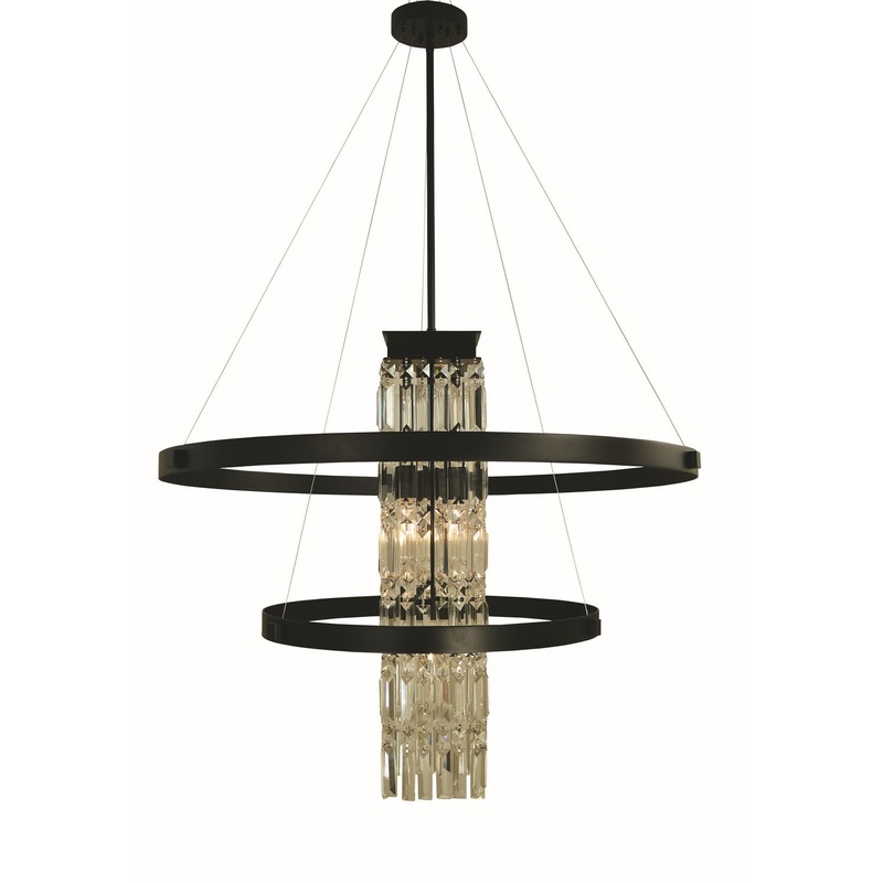Framburg 5738 MBLACK Iris Five Light Foyer Chandelier, Matte Black