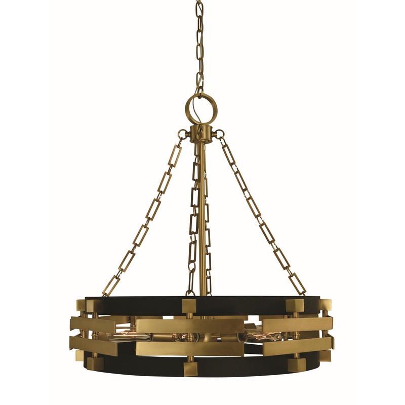 Framburg 5746 BR/MBLACK Eden Six Light Chandelier, Brush Brass Matte Black