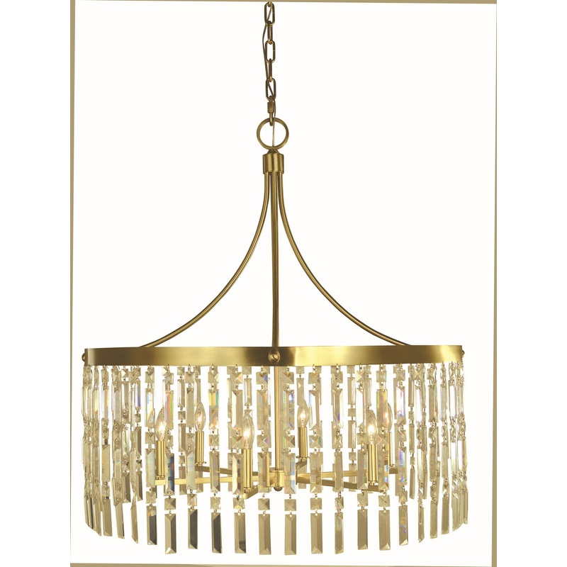 Framburg 5756 BR Holly Six Light Chandelier, Brushed Brass