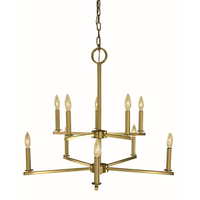 Framburg 5760 BR Evelyn Ten Light Chandelier, Brushed Brass