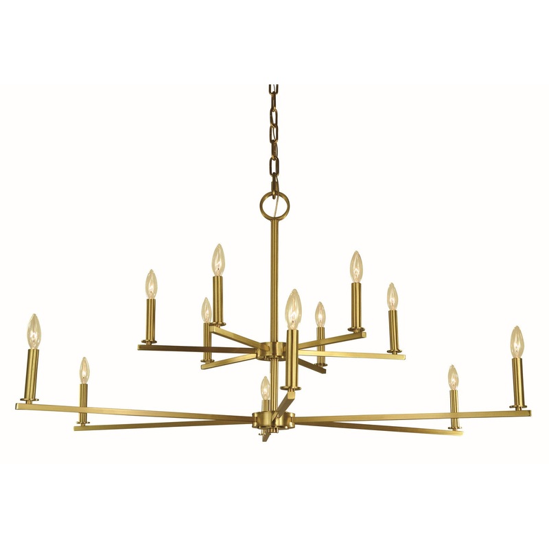 Framburg 5762 BR Evelyn 12 Light Foyer Chandelier, Brushed Brass