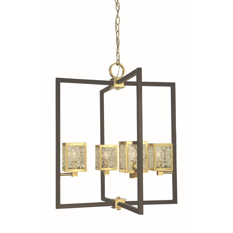 Framburg 5774 BR/MBLACK Avery Four Light Chandelier, Brushed Brass/Matte Black
