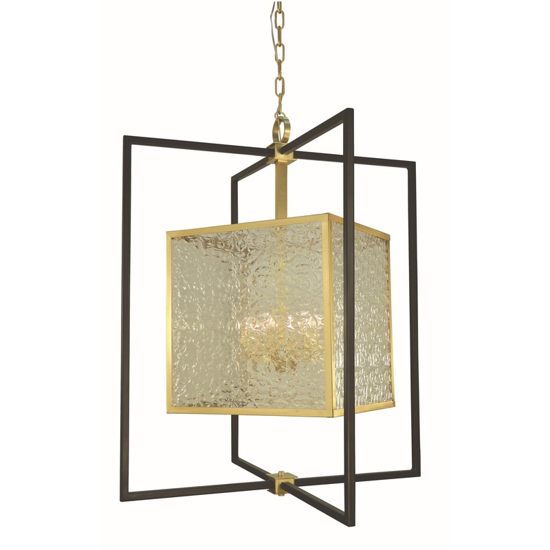 Framburg 5778 BR/MBLACK Avery Six Light Foyer Chandelier, Brushed Brass/Matte Black