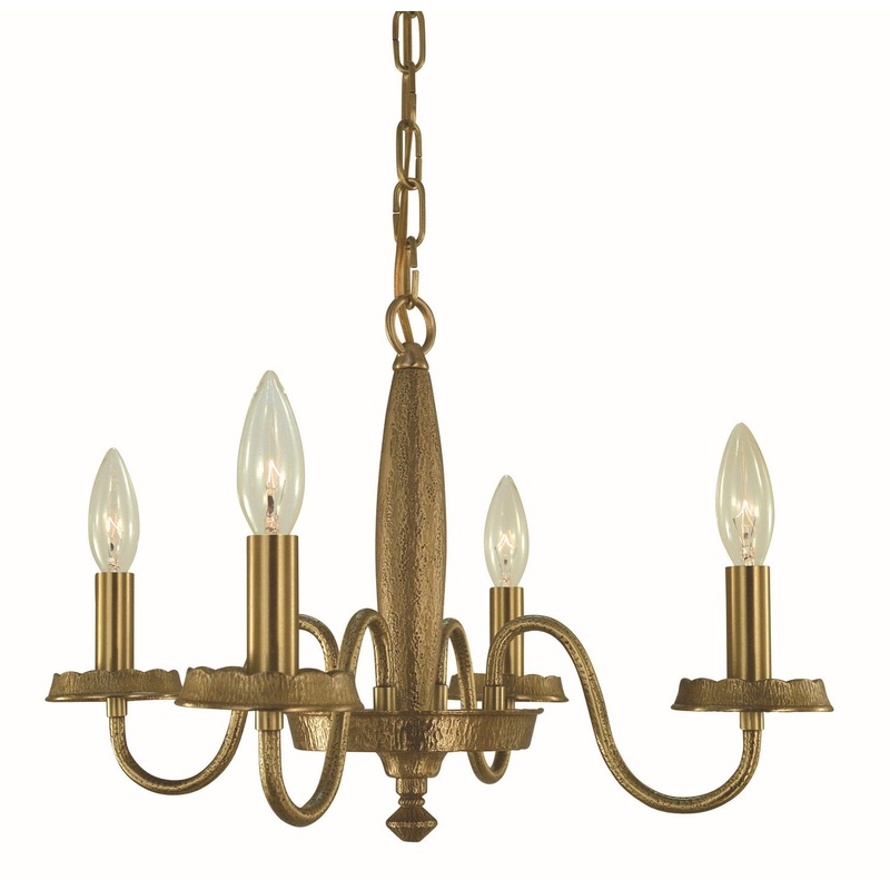 Framburg 5784 BR Matera Four Light Chandelier, Brushed Brass