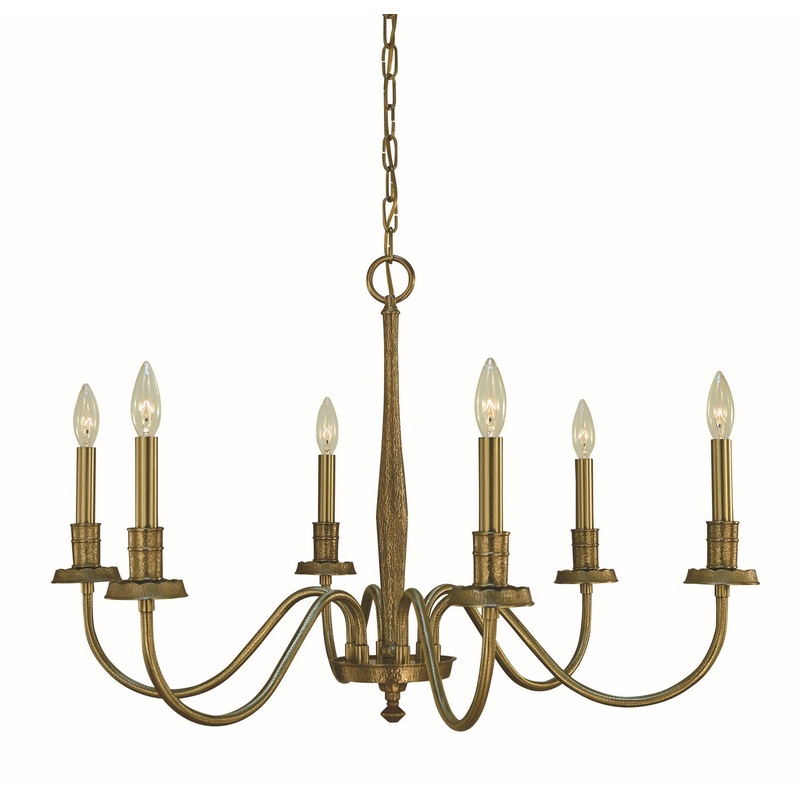 Framburg 5786 BR Matera Six Light Chandelier, Brushed Brass