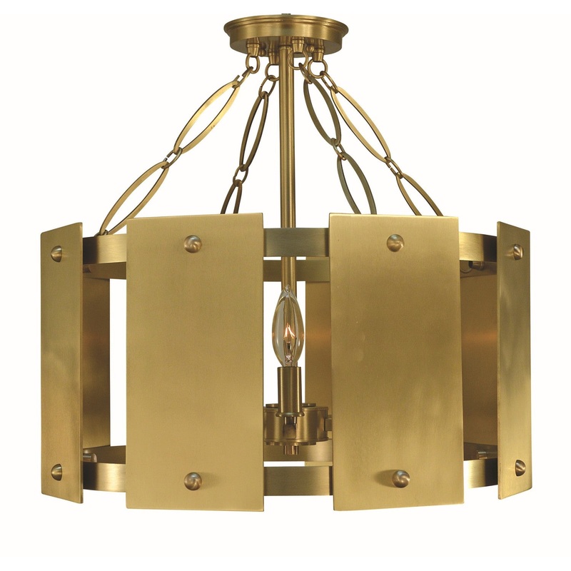 Framburg 5860 BR Barrington Five Light Semi-Flush Mount, Brushed Brass