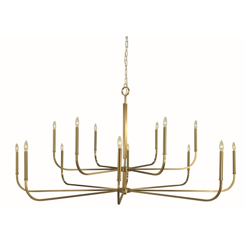 Framburg 5870 BR Manhattan 14 Light Foyer Chandelier, Brushed Brass