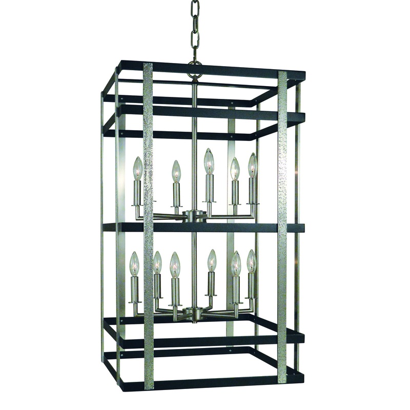 Framburg L1032 BN/MBLACK Montreaux 12 Light Chandelier, Brushed Nickel with Matte Black Accents