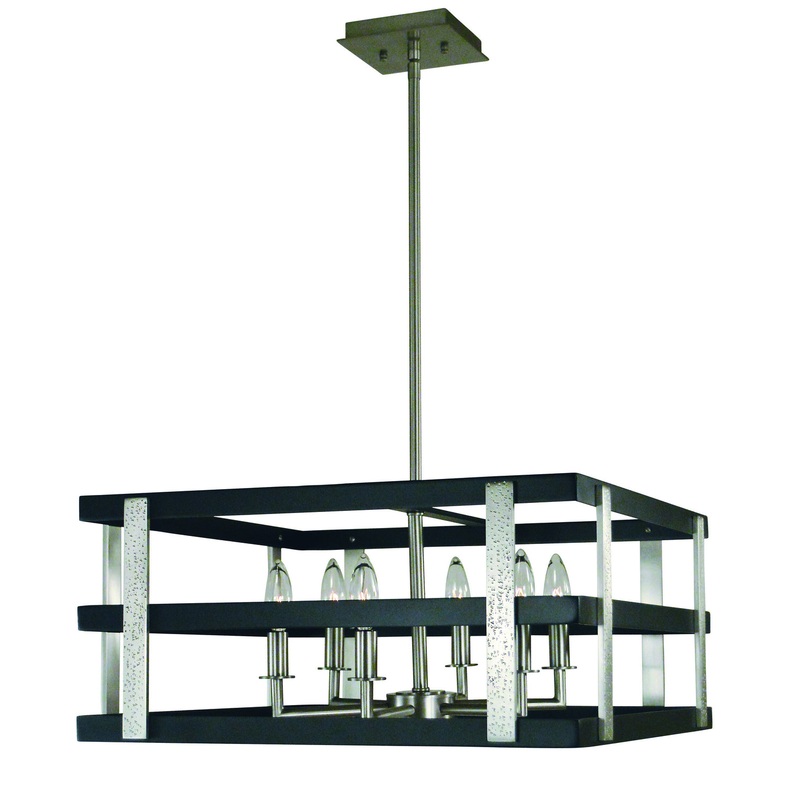 Framburg L1036 BN/MBLACK Montreaux Six Light Chandelier, Brushed Nickel with Matte Black Accents