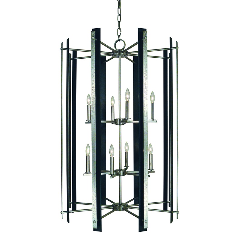 Framburg L1062 BN/MBLACK Bucolic 12 Light Chandelier, Brushed Nickel with Matte Black Accents